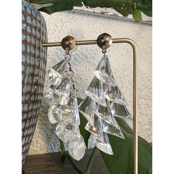 Vintage Gold/Bronze Tone Dangle Beaded Chain Drop Earrings EUC‎ - Picture 1 of 7